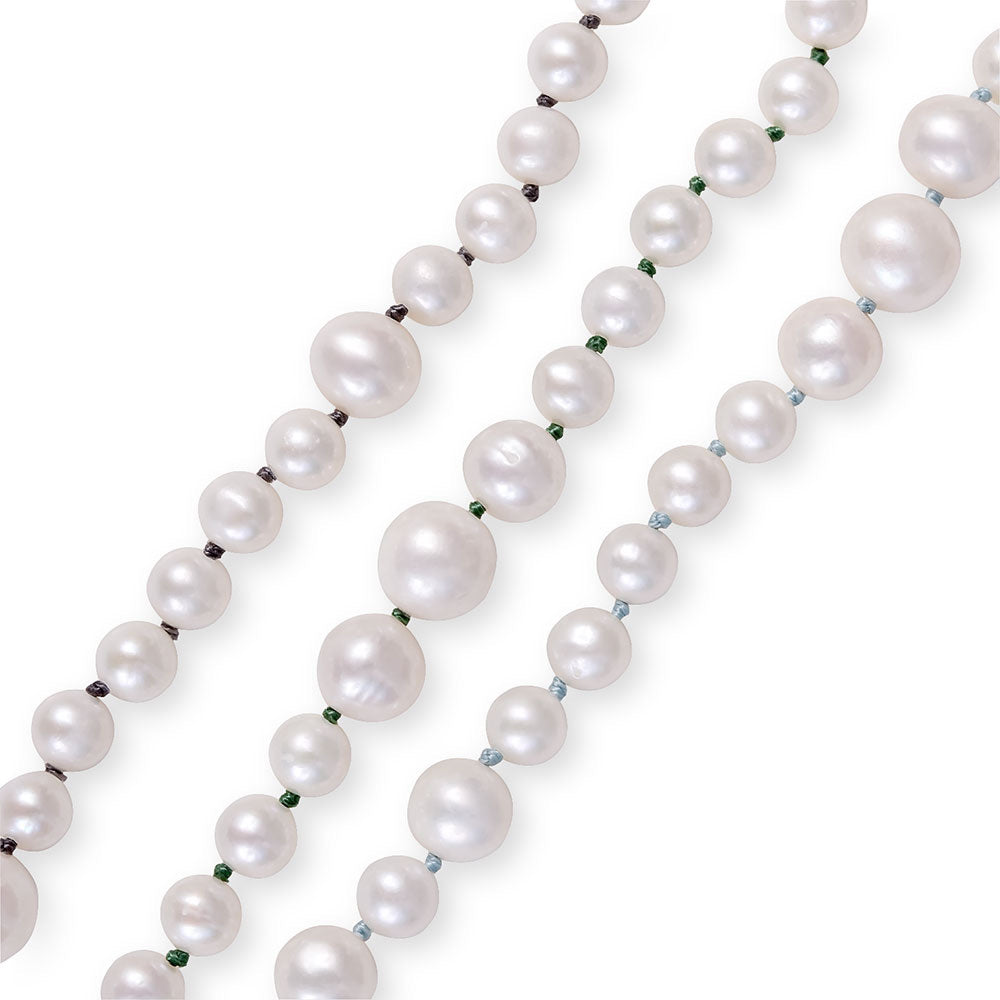CULTURED WHITE PEARL MISMATCHED NECKLACE