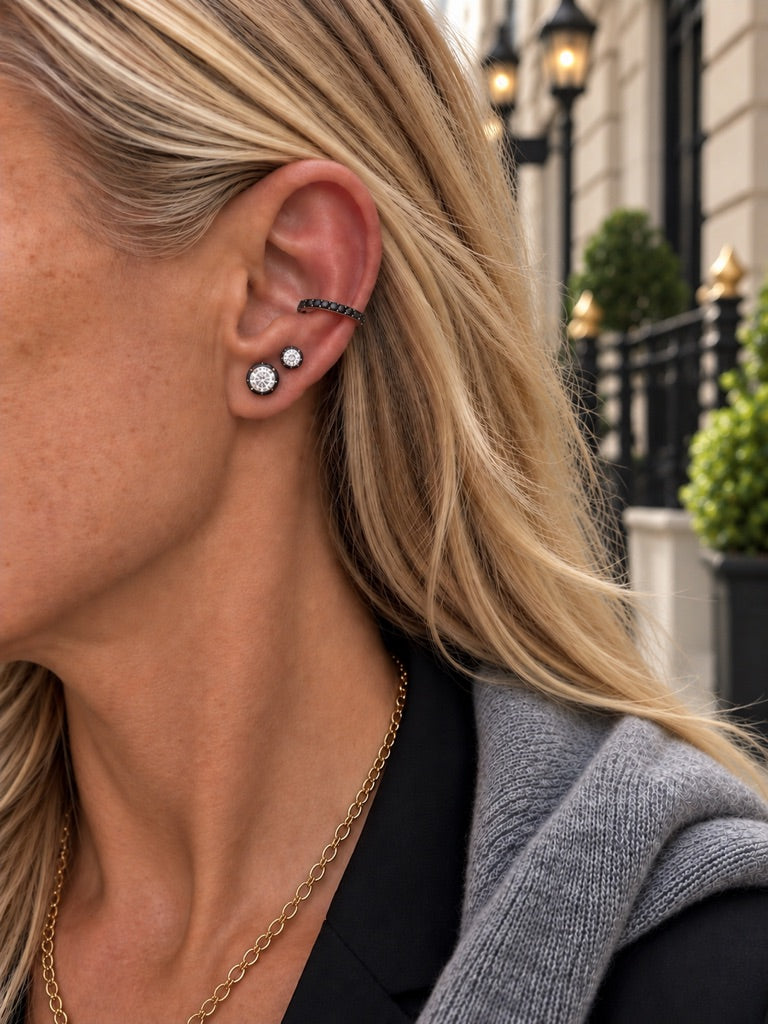 BRILLIANT CUT RHODIUM DIAMOND STUD EARRINGS
