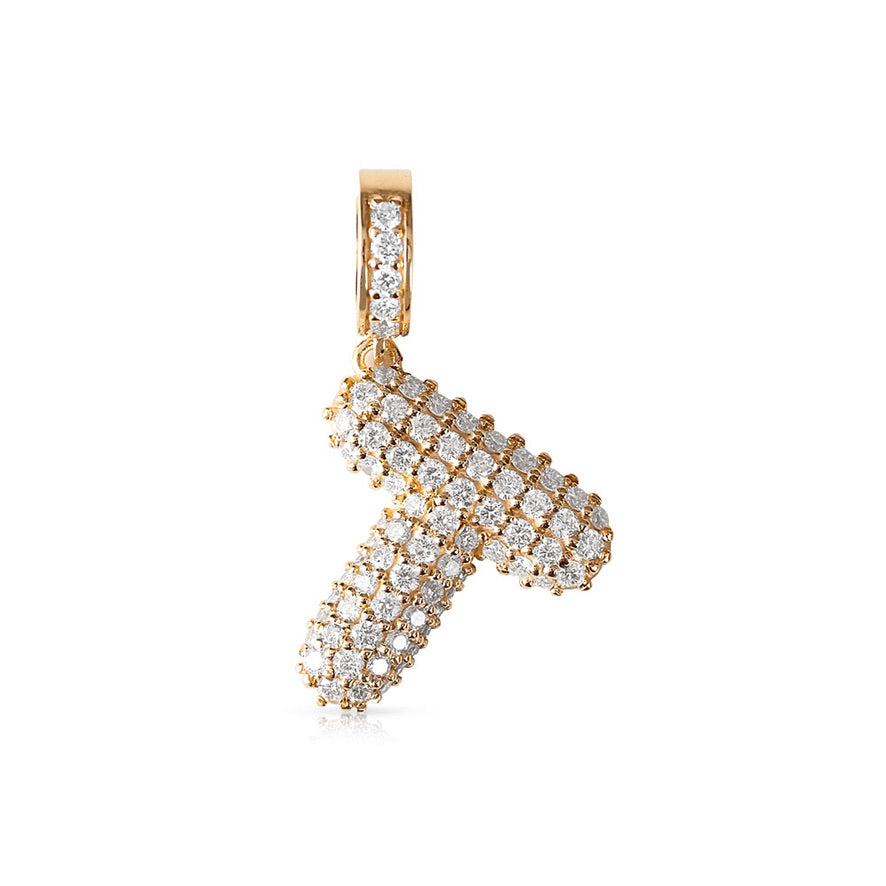 BUBBLE DIAMOND LETTER T CHARM