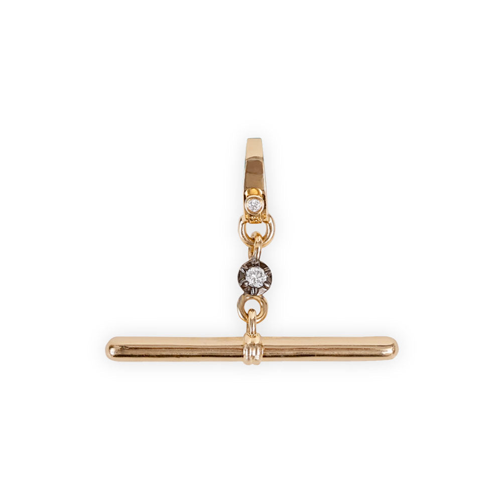 14K GOLD  RHODIUM AND DIAMOND TOGGLE CHARM