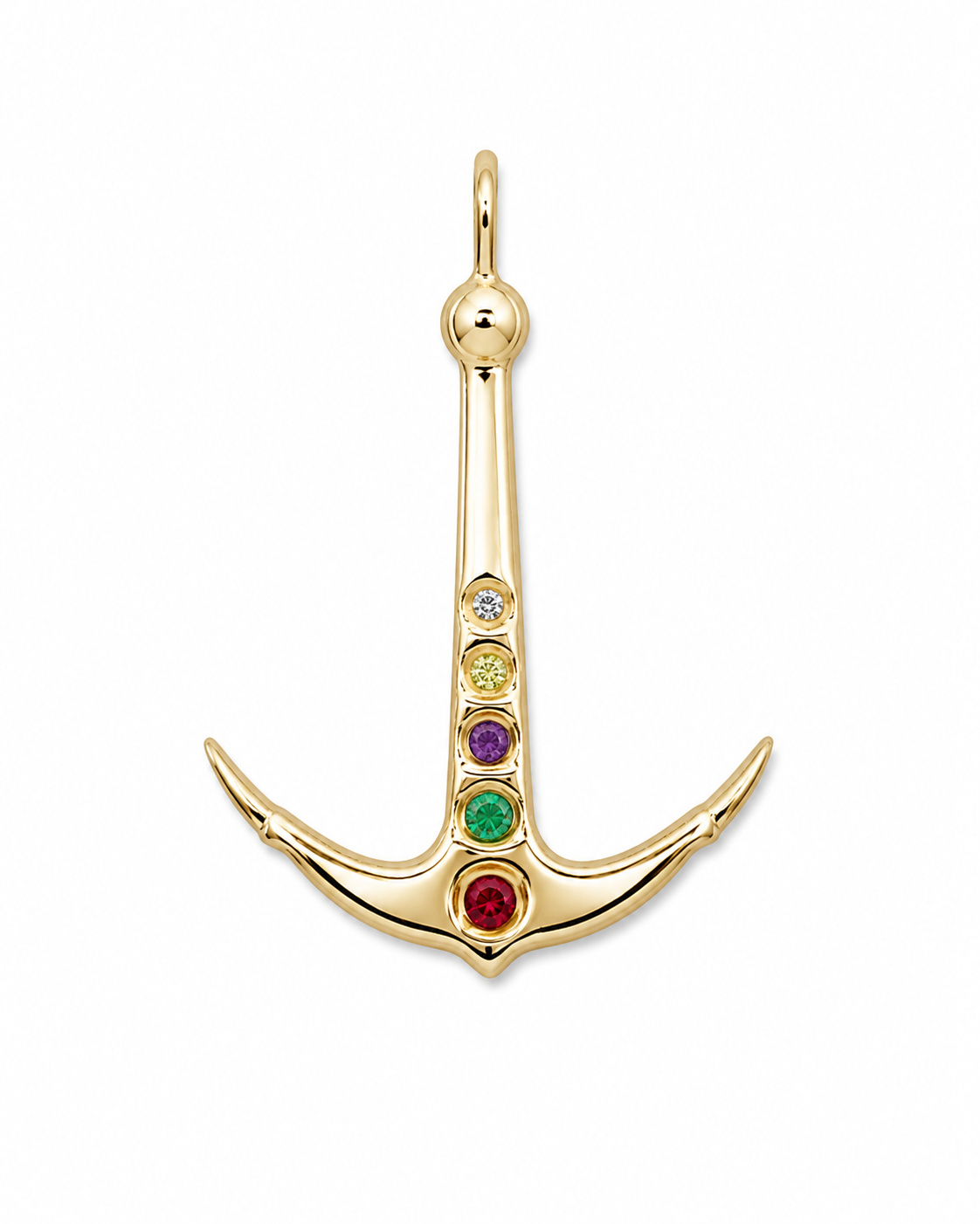 14K GOLD AND GEMSTONE ANCHOR CHARM