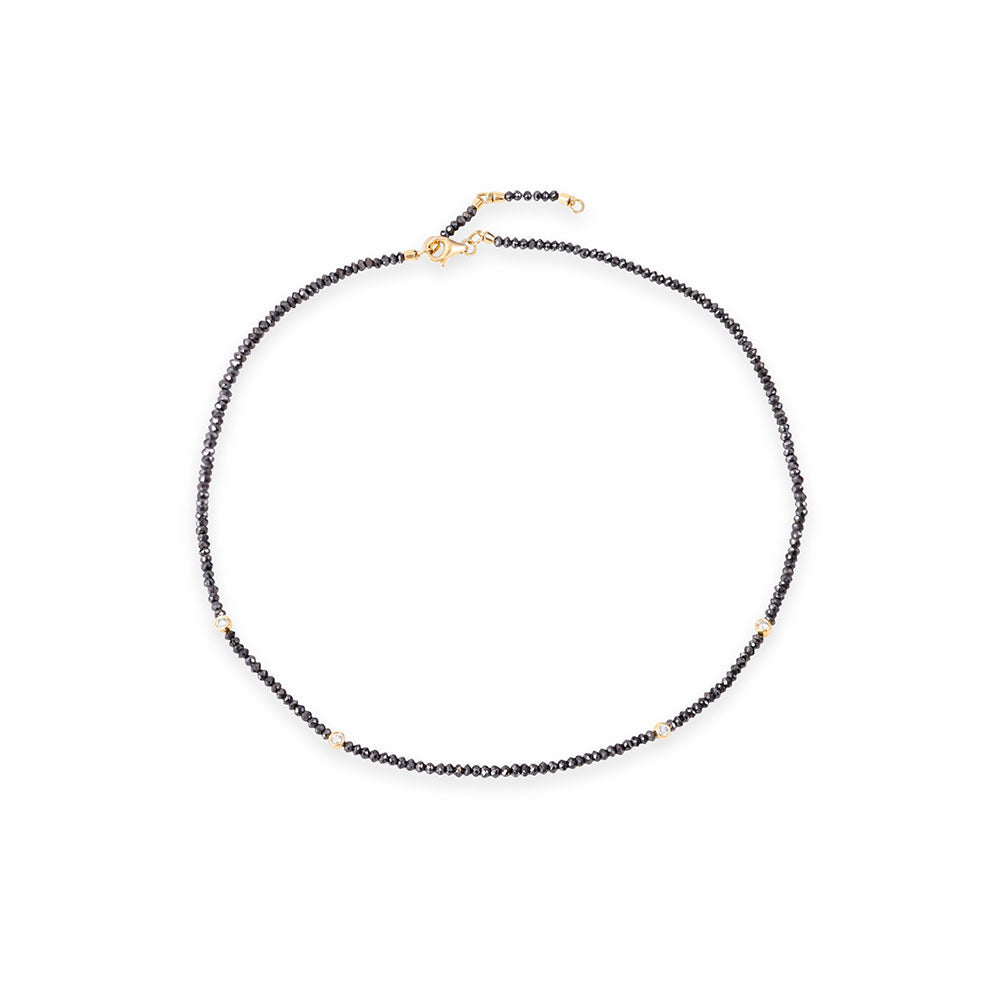 BLACK DIAMOND WITH GOLD RONDELLE NECKLACE