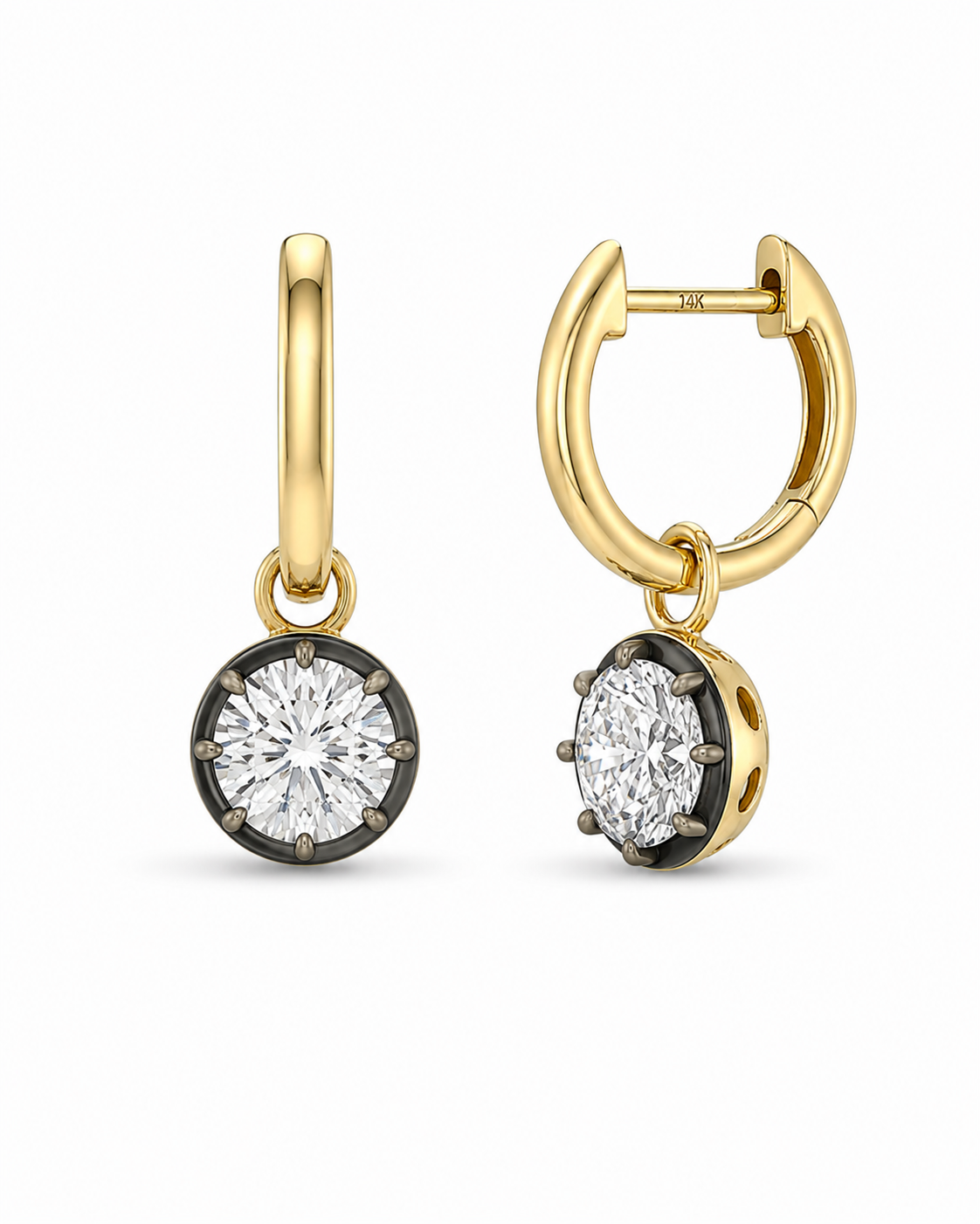 BRILLIANT CUT RHODIUM DIAMOND DROP EARRINGS