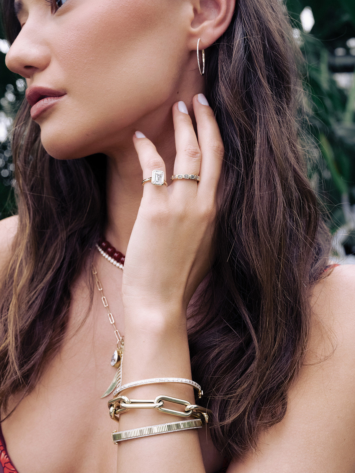 14K Gold and Diamond Amy Hoop Earrings
