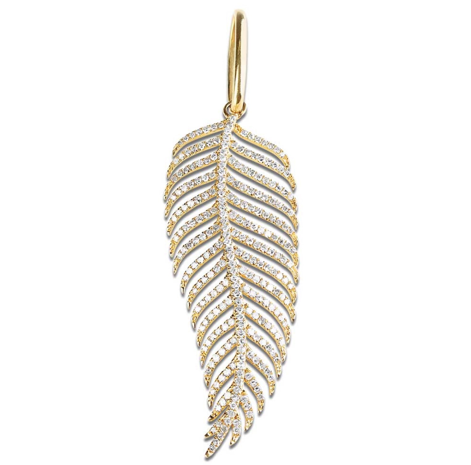 14K GOLD AND DIAMOND EXTRA-LARGE PALM LEAF