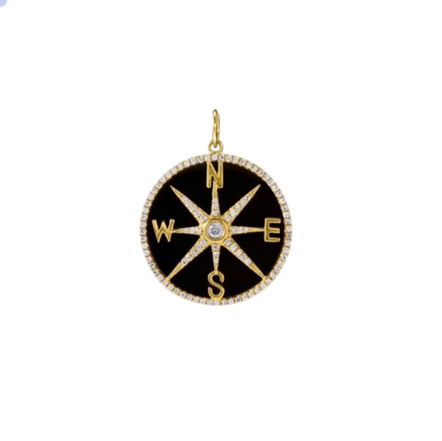 DIAMOND AND SEMI-PRECIOUS STONE COMPASS CHARM