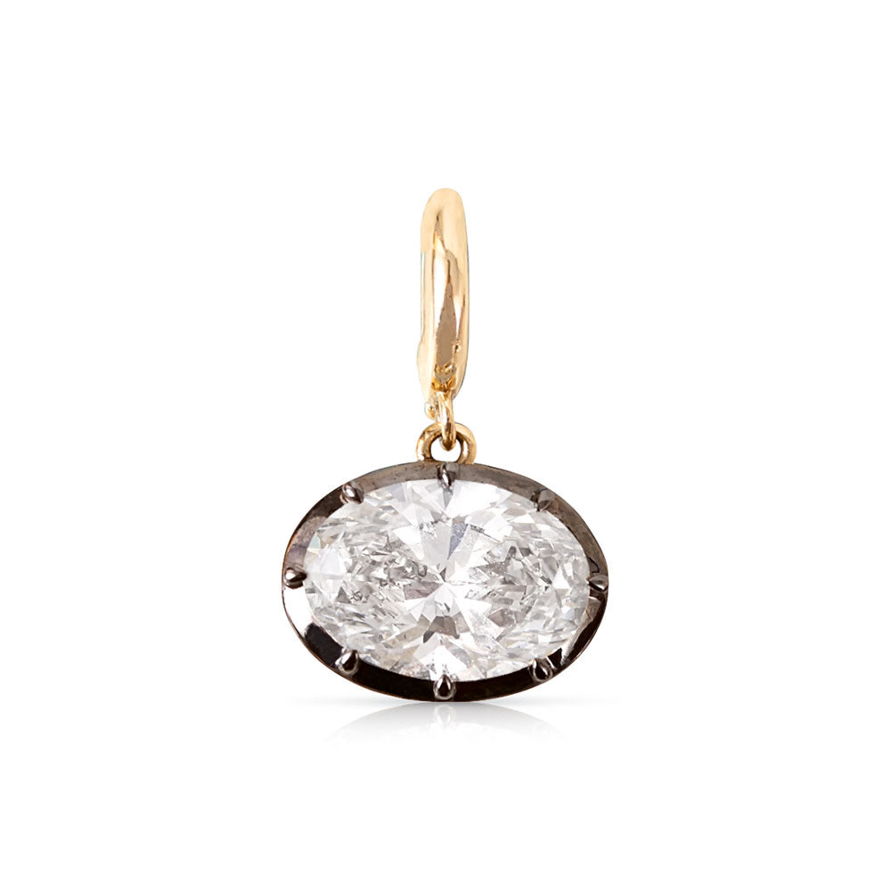 OVAL EAST-WEST SET DIAMOND PENDANT WITH RHODIUM