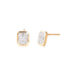 BAGUETTE DIAMOND BEZEL SET RECTANGULAR STUDS