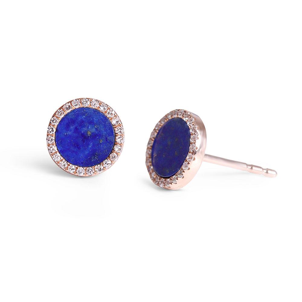LAPIS LAZULI AND DIAMOND STUD EARRINGS
