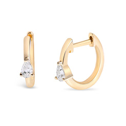  14K GOLD PEAR SHAPED DIAMOND HUGGIE EARRINGS