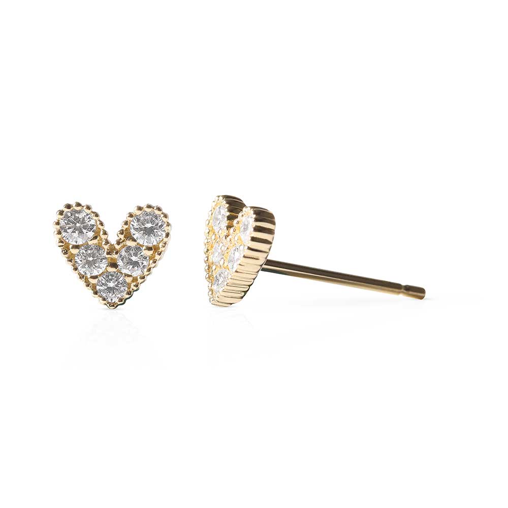 14K GOLD DIAMOND HEART EARRINGS