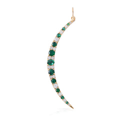 DIAMOND AND EMERALD CRESCENT MOON PENDANT
