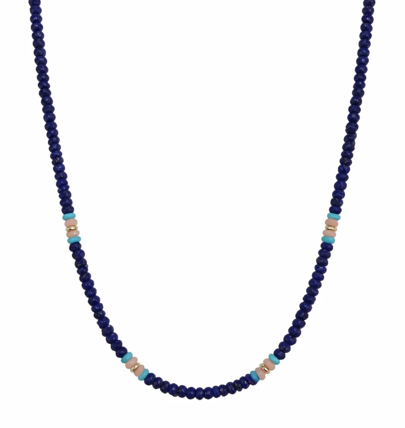 14K GOLD SEMI-PRECIOUS STONE BEADED NECKLACE