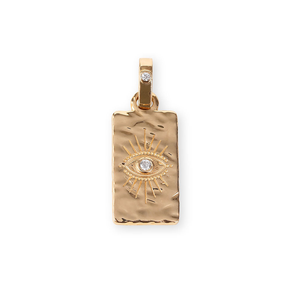 14K GOLD MEDIUM EVIL EYE DIAMOND PENDANT