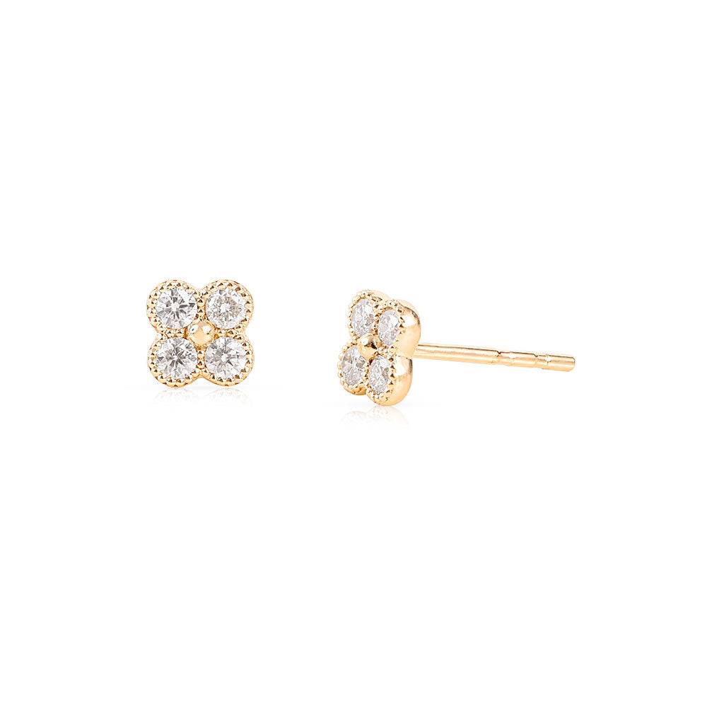 DIAMOND FOUR LEAF CLOVER STUDS