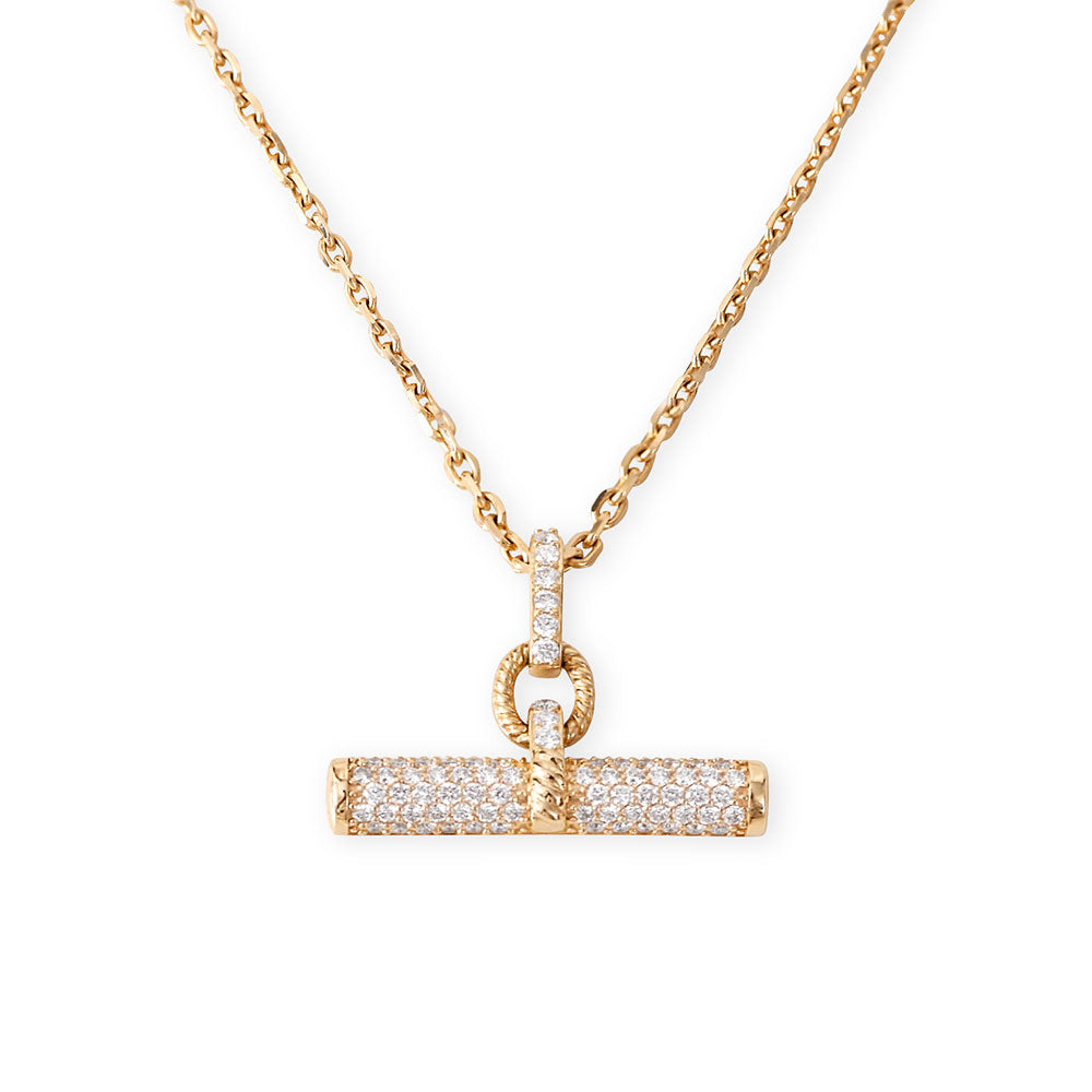 14K GOLD  AND DIAMOND TOGGLE NECKLACE