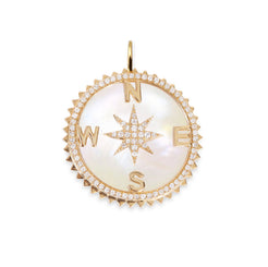 DIAMOND AND MOTHER OF PEARL COMPASS CHARM 