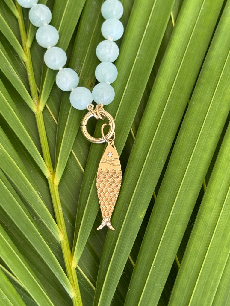 14K GOLD AND DIAMOND FLAT FISH CHARM