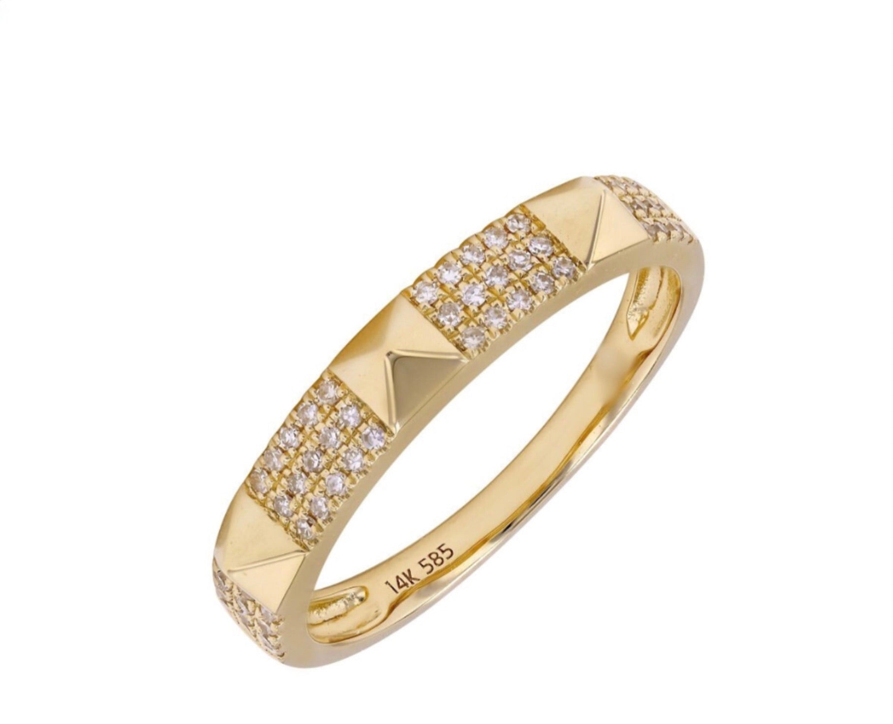 14K GOLD AND DIAMOND STUD RING