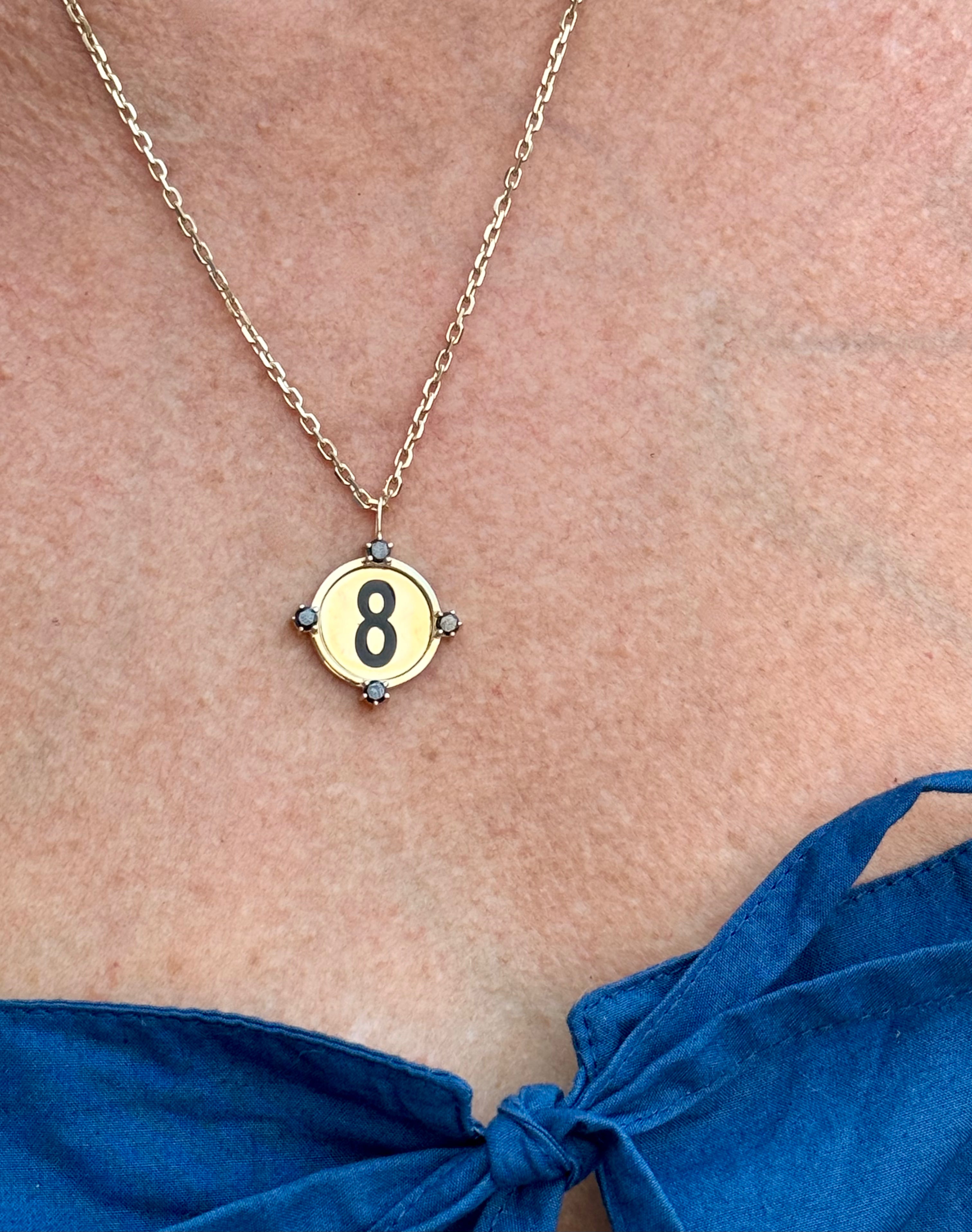14K GOLD LUCKY NUMBER 8 MEDALLION