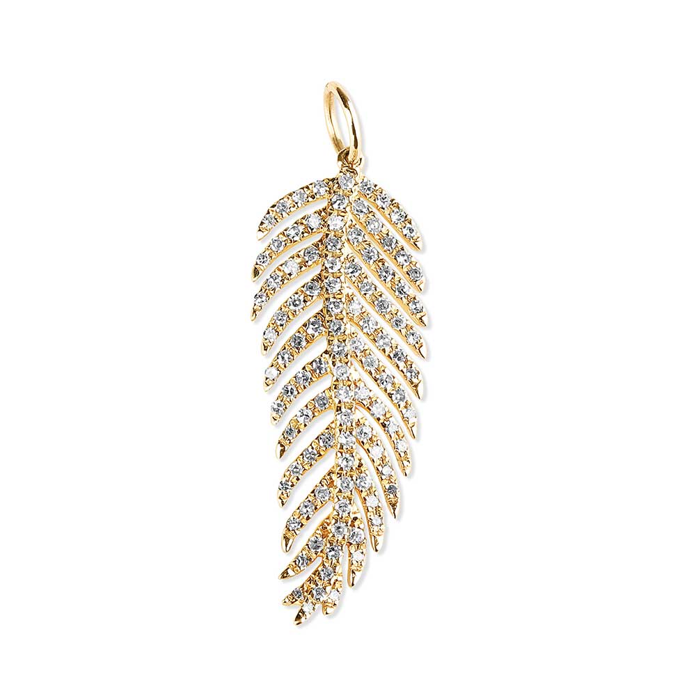 14K GOLD AND DIAMOND PALM LEAF CHARM