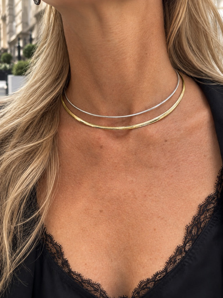 14K GOLD REVERSIBLE OMEGA CHAIN 3.3