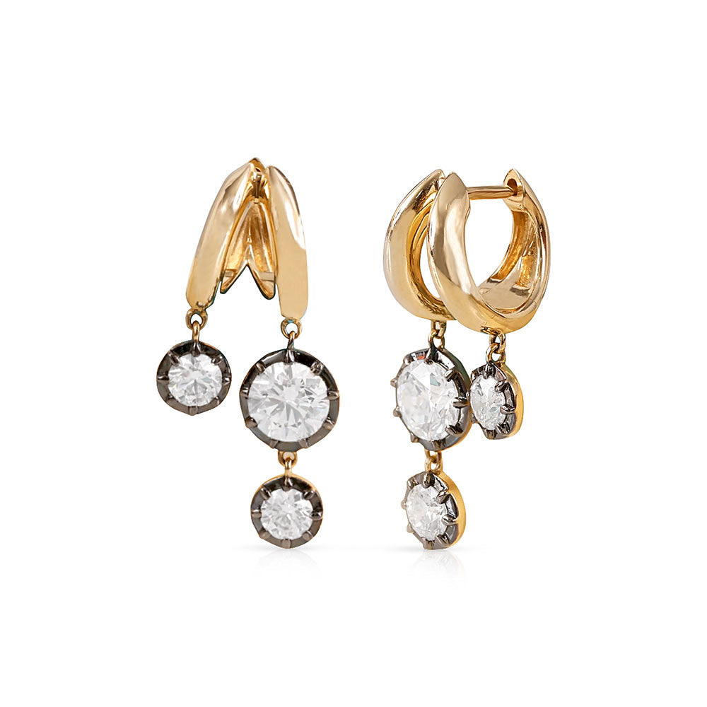 GEORGIAN STYLE DIAMOND AND RHODIUM CLAW EARRINGS