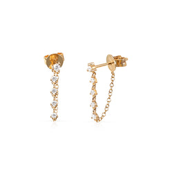 GRADUATED DIAMOND CHAIN EARRINGS