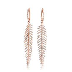 14K GOLD DIAMOND FEATHER EARRINGS