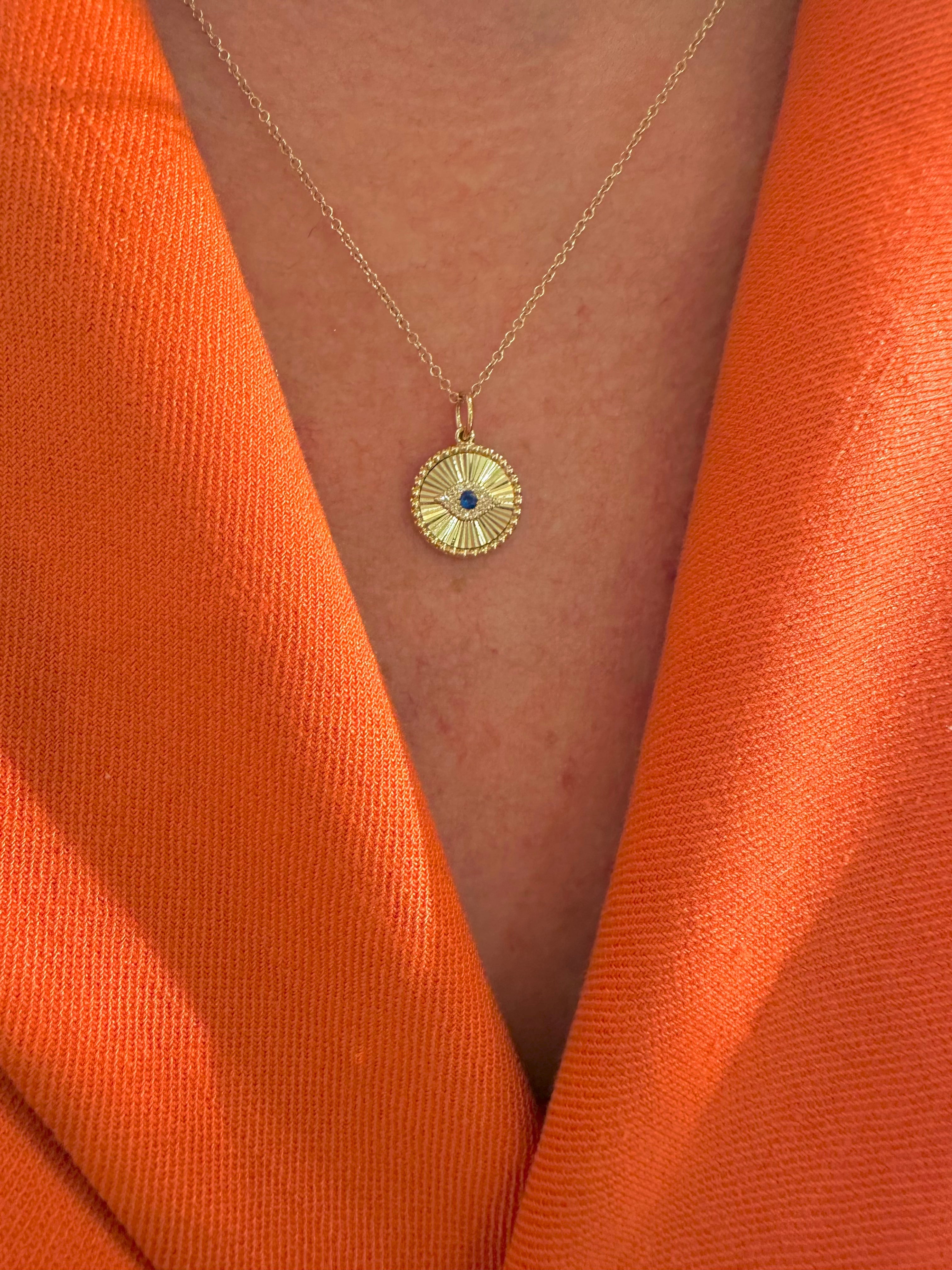 14K GOLD FLUTED EVIL EYE NECKLACE