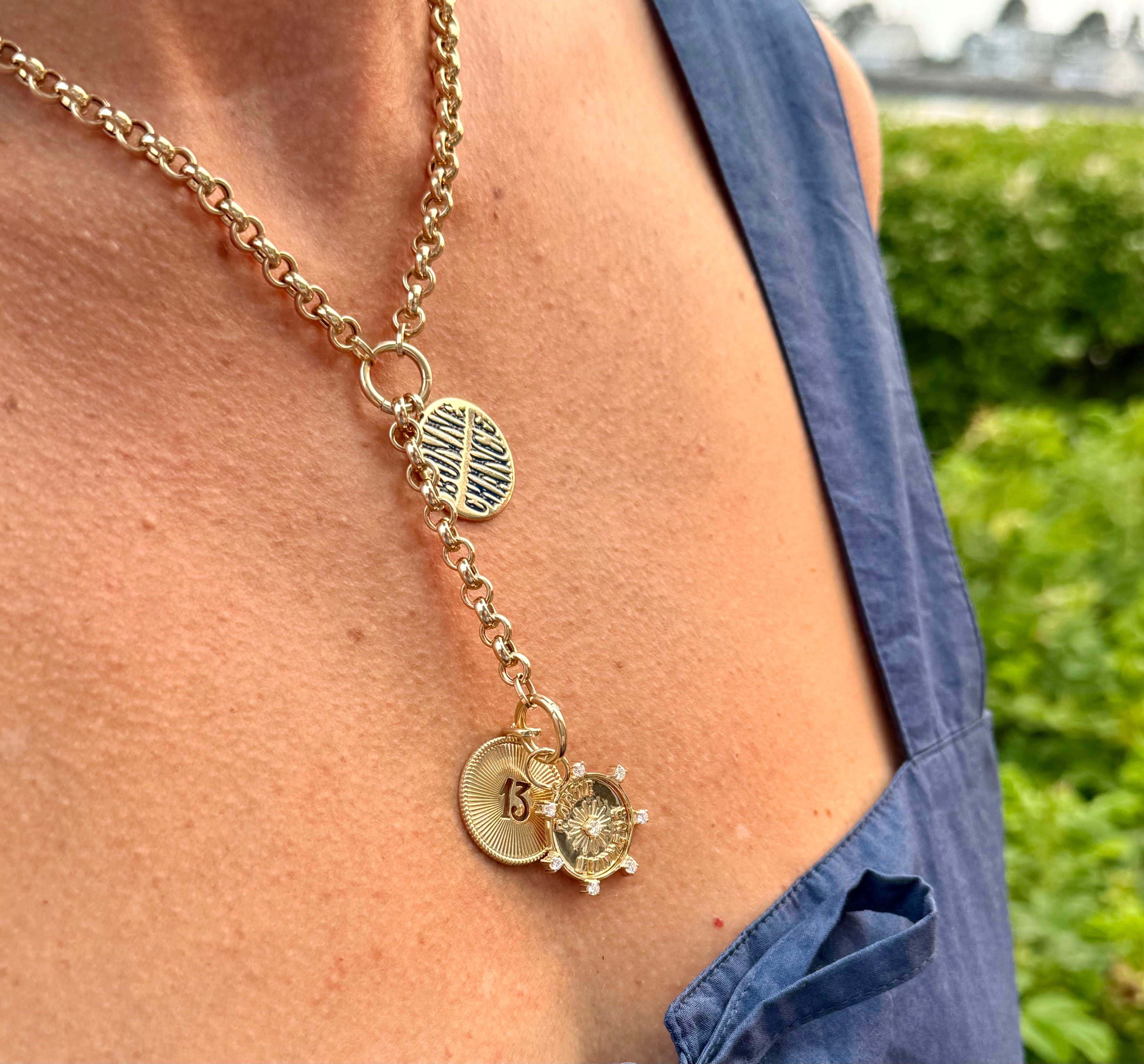 14K GOLD LUCKY NUMBER 13 MEDALLION