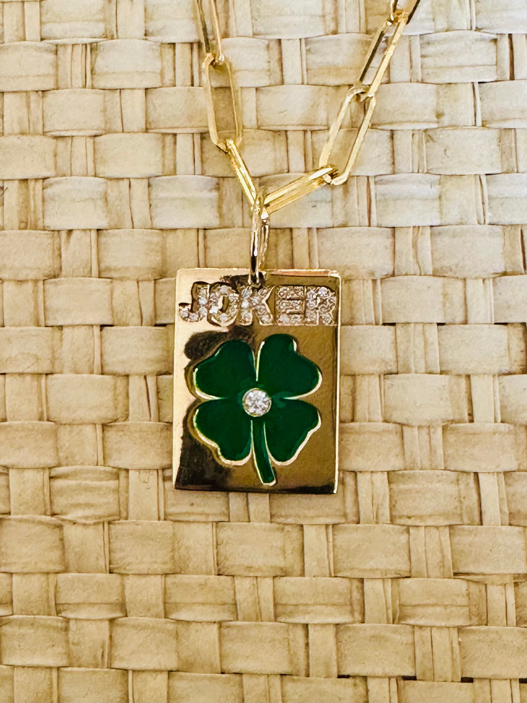 MAHJONG DIAMOND AND ENAMEL JOKER LUCKY CHARM