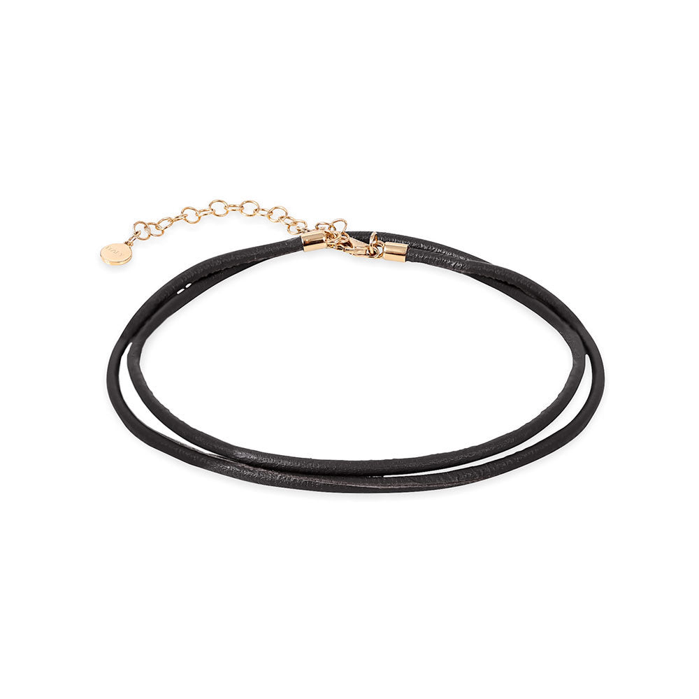 Leather Cord Necklace with 14K Gold Clasp