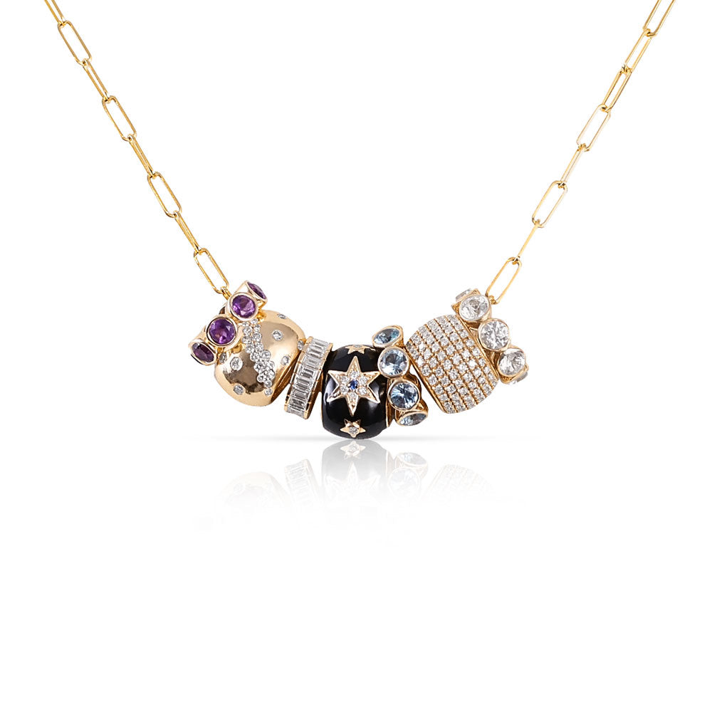 Rondelles with Diamonds & Gemstone