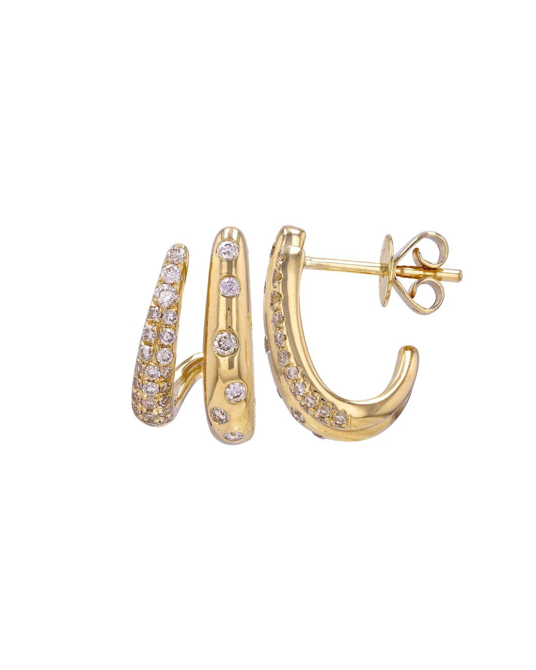 DOUBLE CHUNKY DIAMOND CAGE EARRINGS