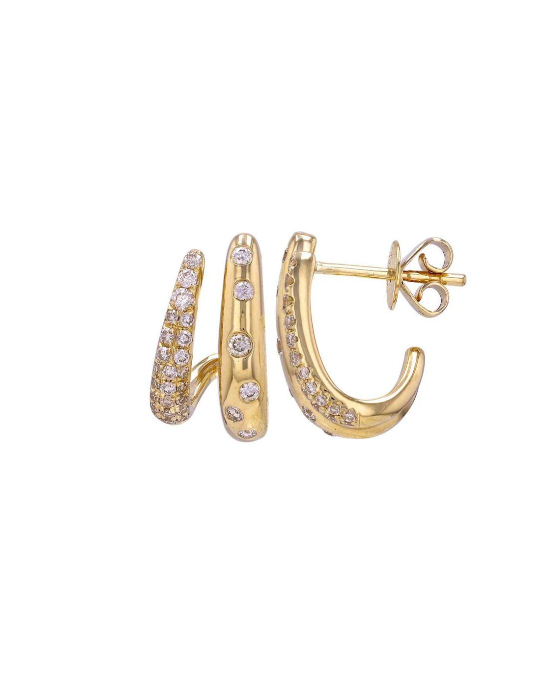 DOUBLE CHUNKY DIAMOND CAGE EARRINGS