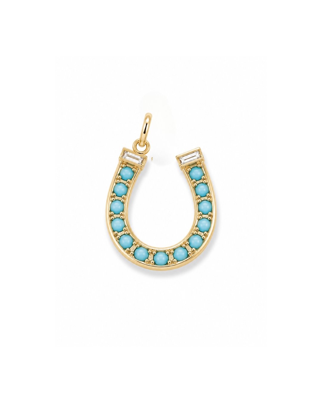 14K GOLD AND DIAMOND TURQUOISE HORSESHOE CHARM