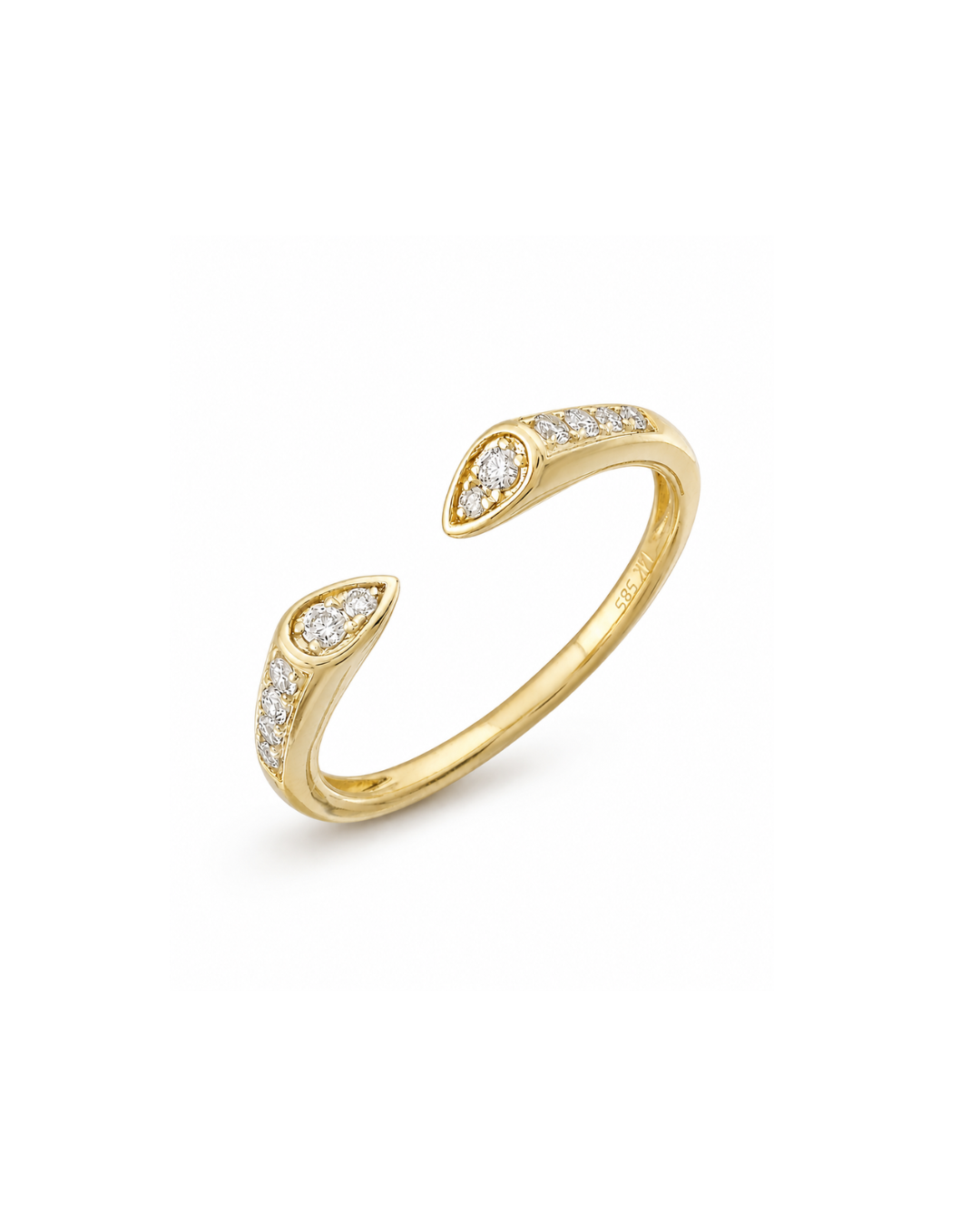 14K GOLD AND DIAMOND OPEN CLAW CUFF RING