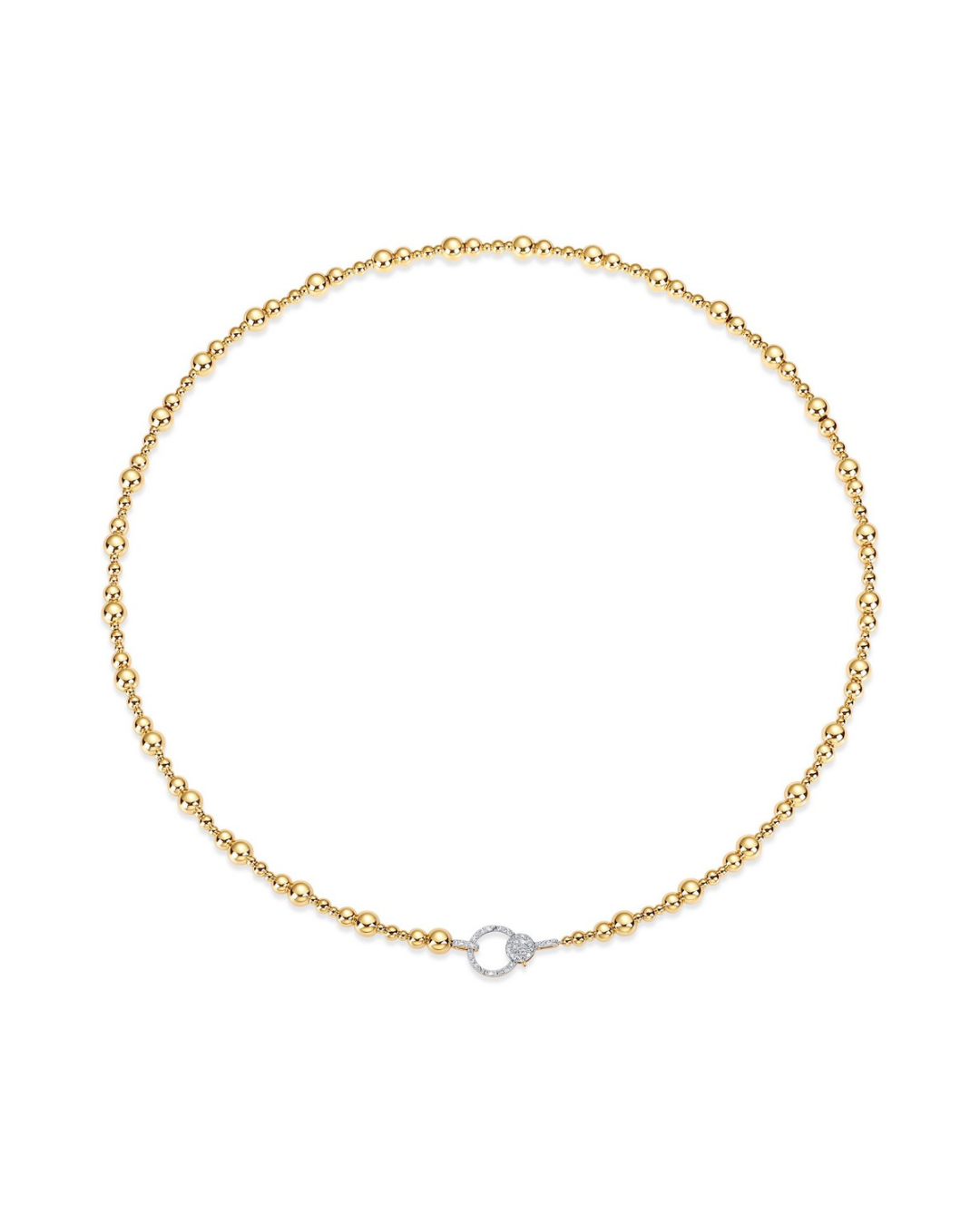 14K GOLD MIXED BALL CHAIN WITH DIAMOND CLASP