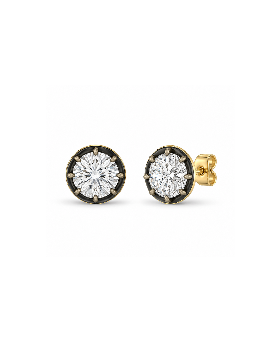 BRILLIANT CUT RHODIUM DIAMOND STUD EARRINGS
