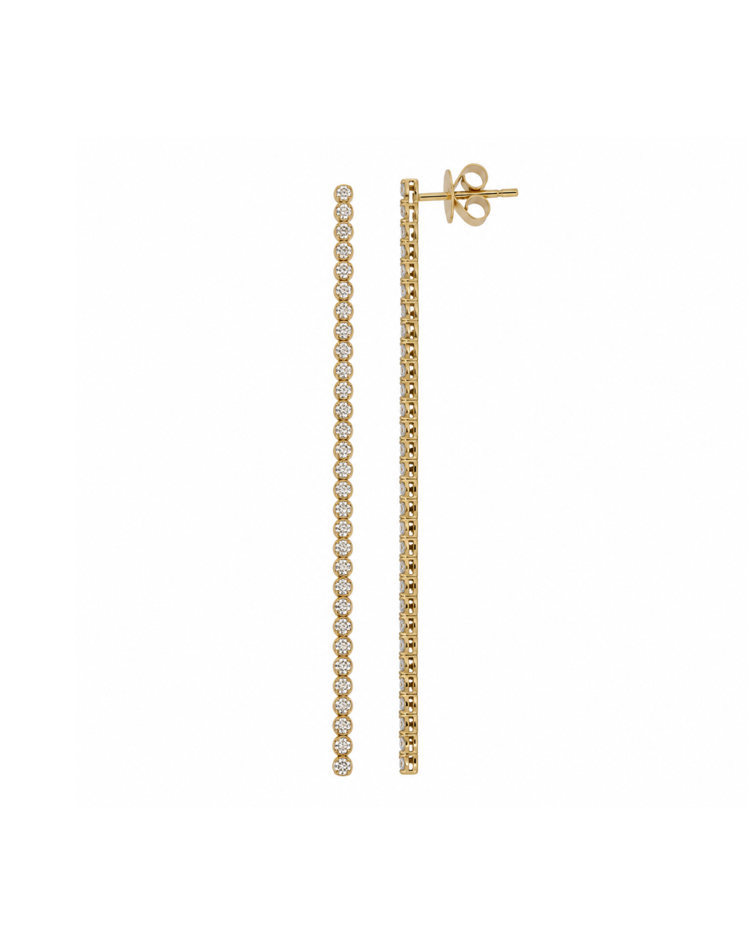 DIAMOND TENNIS SINGLE DROP EARRINGS 3"