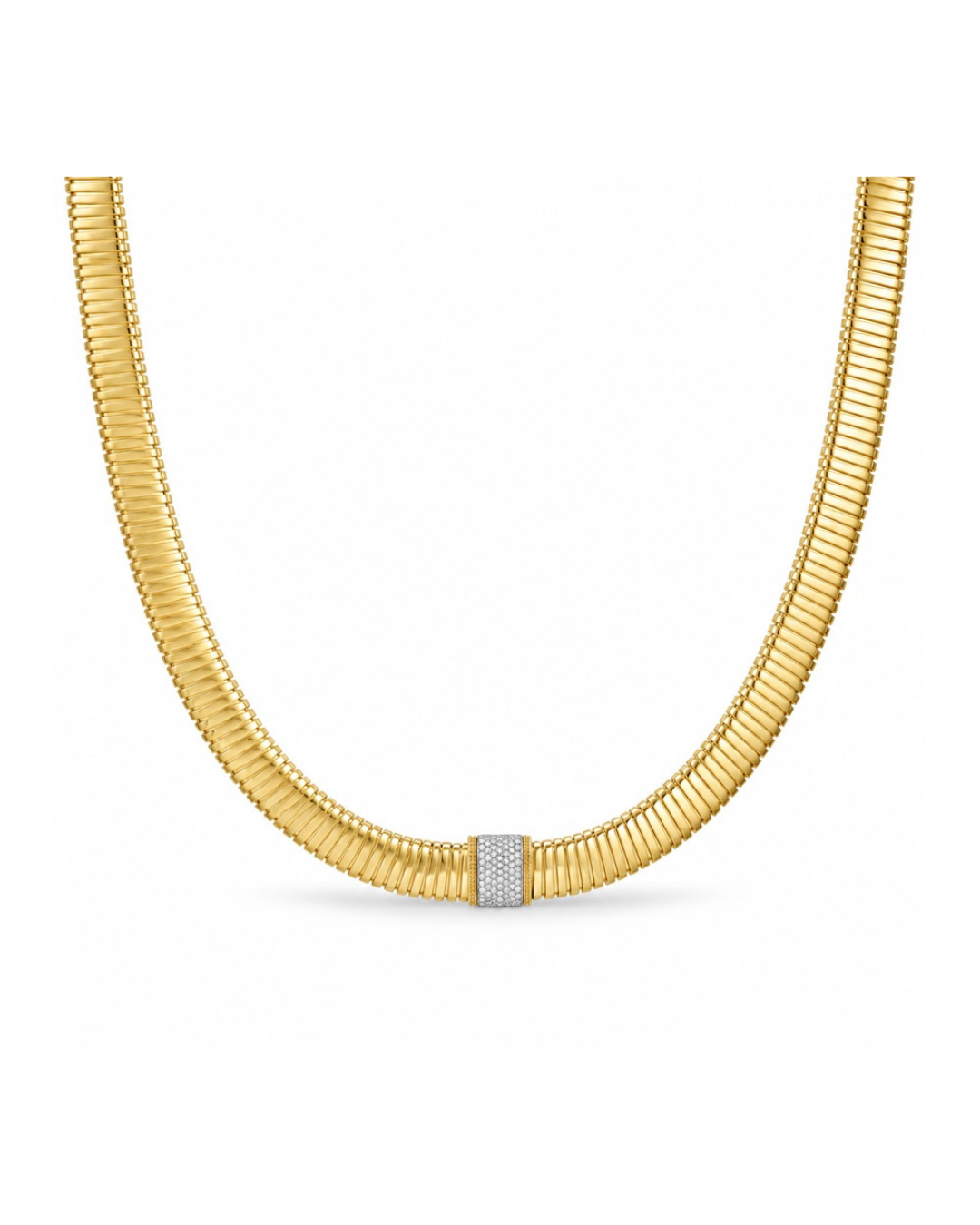 14K GOLD DIAMOND OMEGA NECKLACE