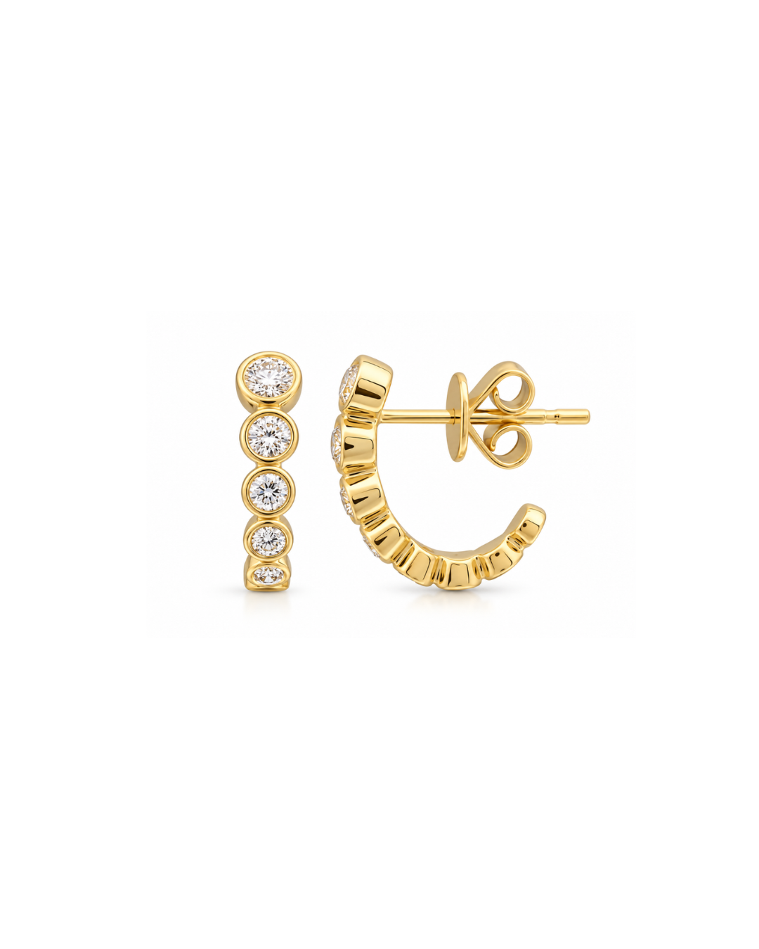 GRADUATED BEZEL SET DIAMOND HALF HOOPS