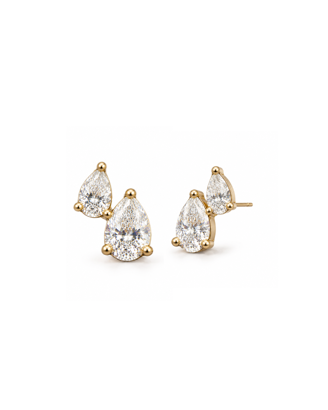 DOUBLE PEAR SHAPED DIAMOND STUD EARRINGS