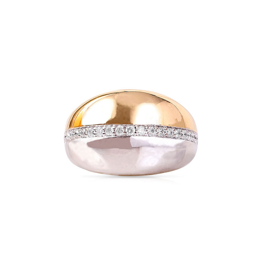 14K Yellow & White Gold Bold Two-Tone Diamond Ring
