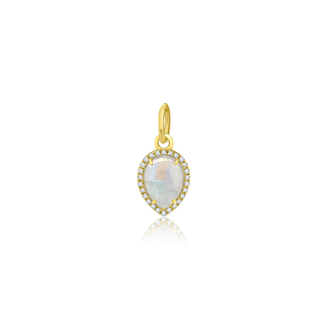 14K GOLD SMALL DIAMOND AND MOONSTONE CHARM