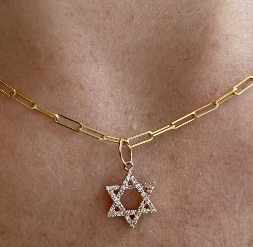 14K GOLD STAR OF DAVID DIAMOND CHARM