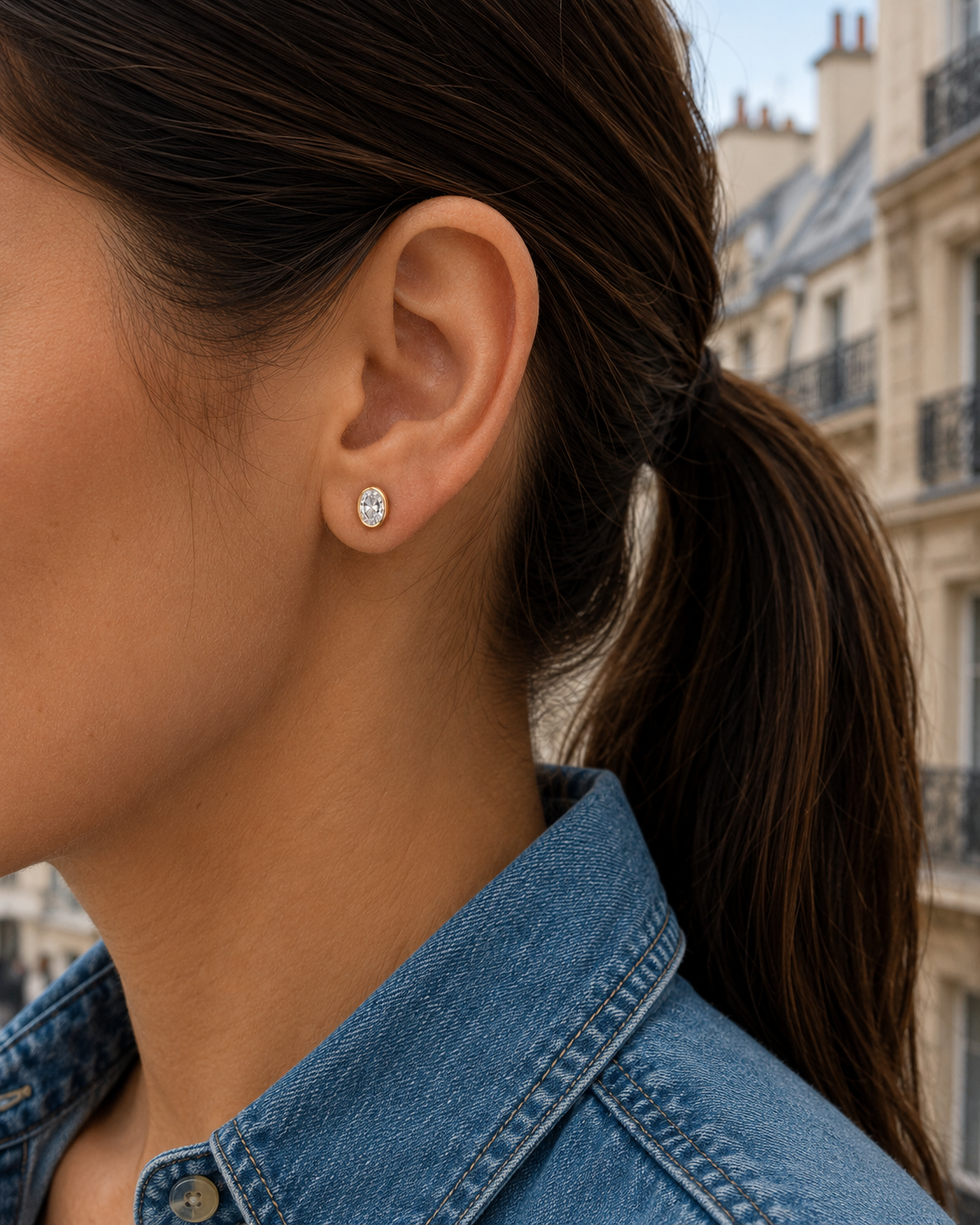 OVAL DIAMOND STUD EARRINGS