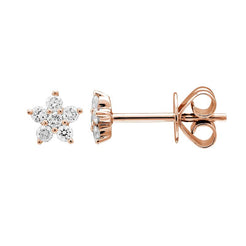 14K Gold Mini Diamond Flower Earrings